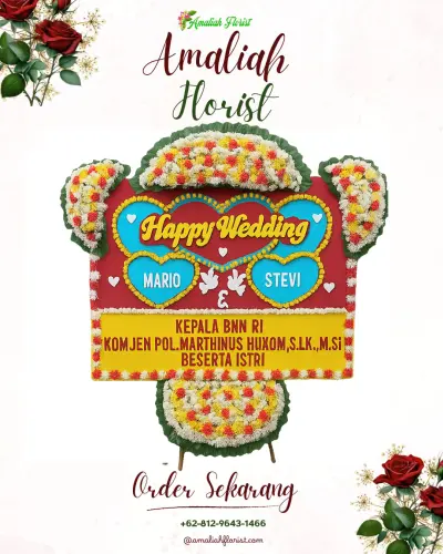 Karangan Papan Bunga Pernikahan di Notogiwang